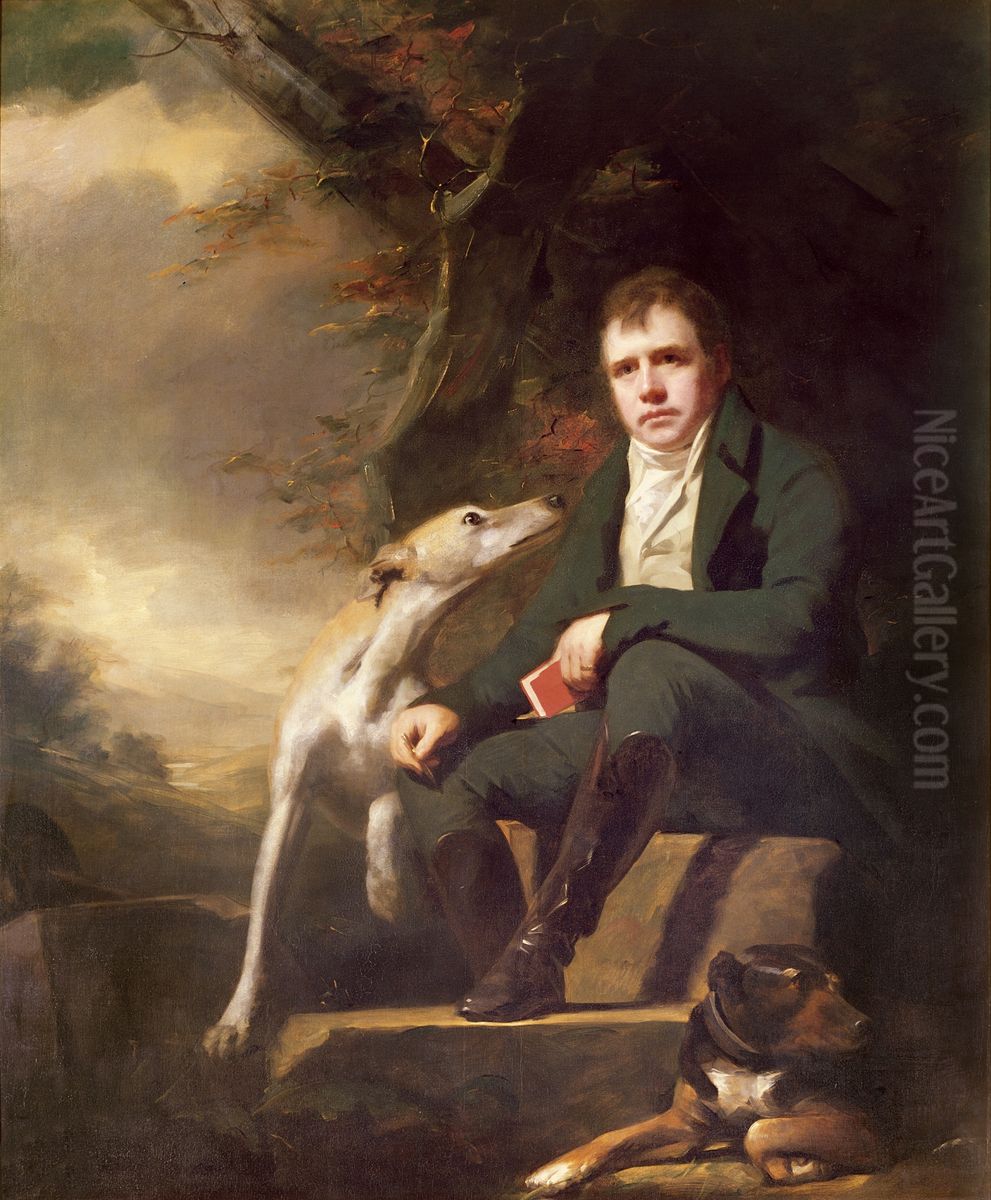 Portrait of Sir Walter Scott and his dogs Oil Painting by Henry Raeburn