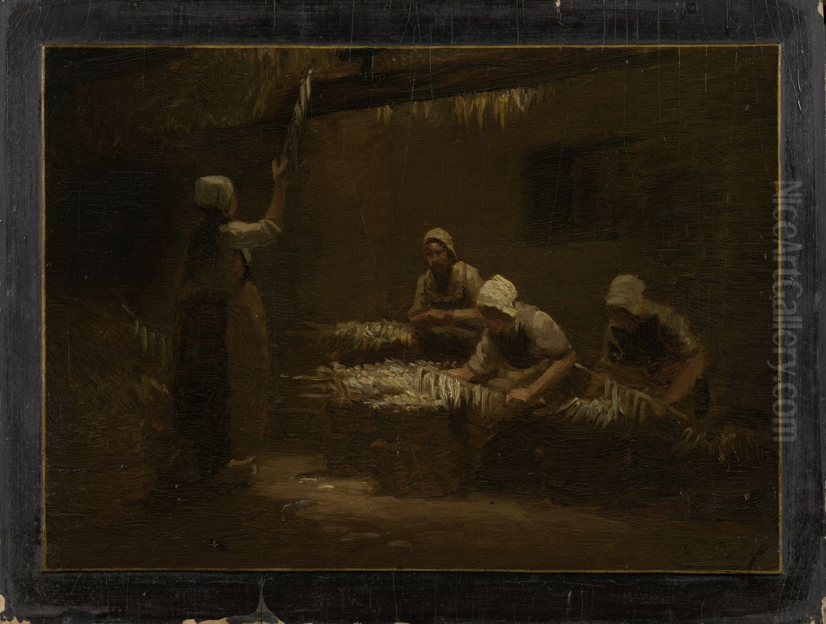 Herring smokehouse Oil Painting by Philip Sadee