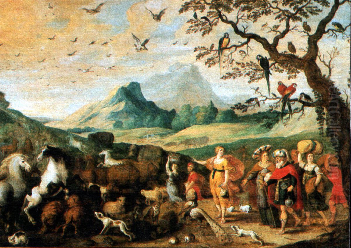 Embarking Noah's ark Oil Painting by Hans III Jordaens