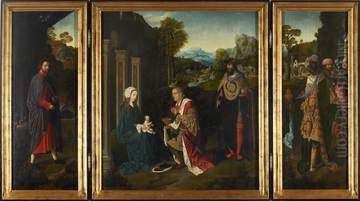 Aanbidding van de wijzen Oil Painting by Master of Hoogstraeten