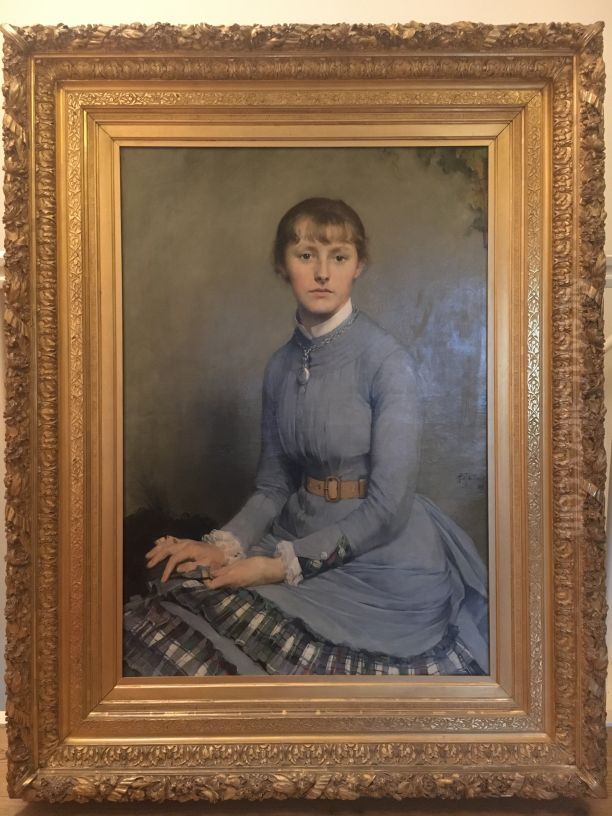 Portret van Henriette Colenbrander op zestienjarige leeftijd Oil Painting by Pieter De Josselin De Jong