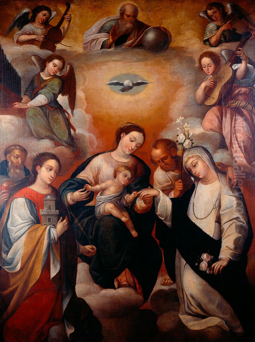 Los desposorios misticos de Santa Rosa de Lima Oil Painting by Gregorio Vasquez de Arce y Ceballos