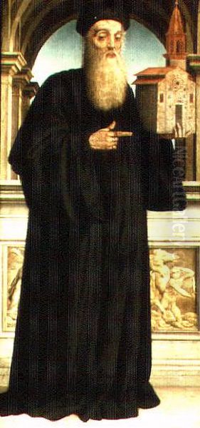 Baldo Magini with a model of the Church of San Fabiano Oil Painting by Niccolo Soggi