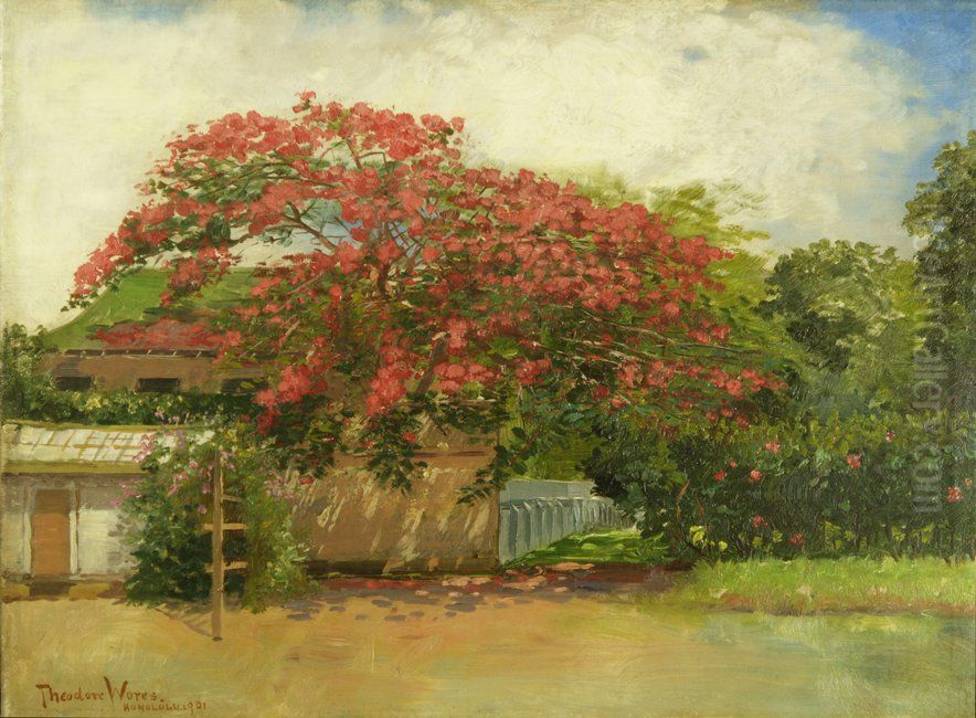 Hawaiian House Oil Painting by Theodore Wores