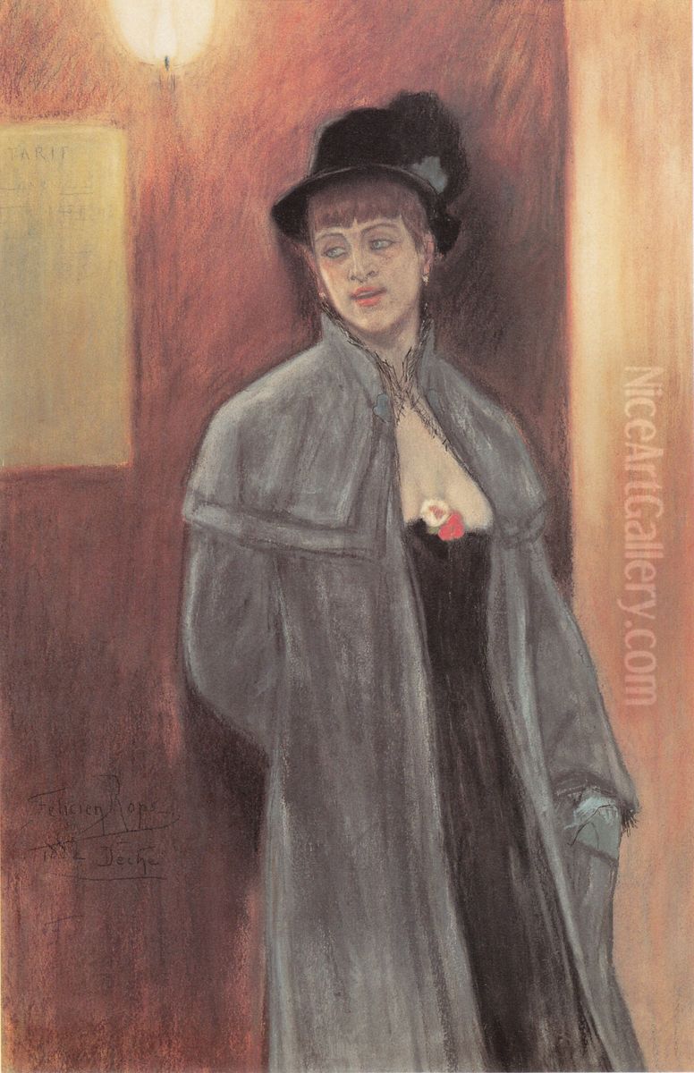 La deche Oil Painting by Felicien Rops