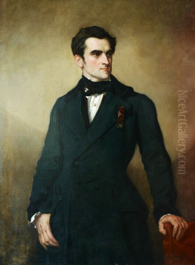Portrait de Felix Marie Louis Pierre Esquirou, marquis de Parrieu, senateur et depute du Cantal (Aurillac, 1815 - Paris, 1893) Oil Painting by Thomas Couture