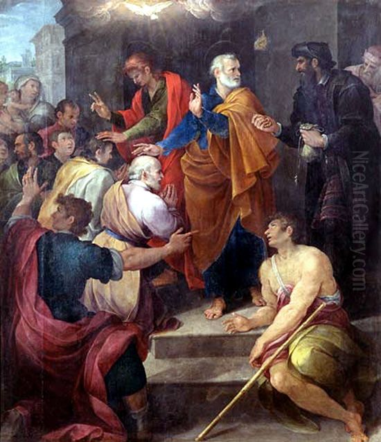 Confrontation de l'apotre Pierre et de Simon le Magicien Oil Painting by Avanzino Nucci