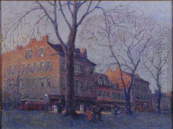 Lafayette Park Scene Oil Painting by Frank Nuderscher