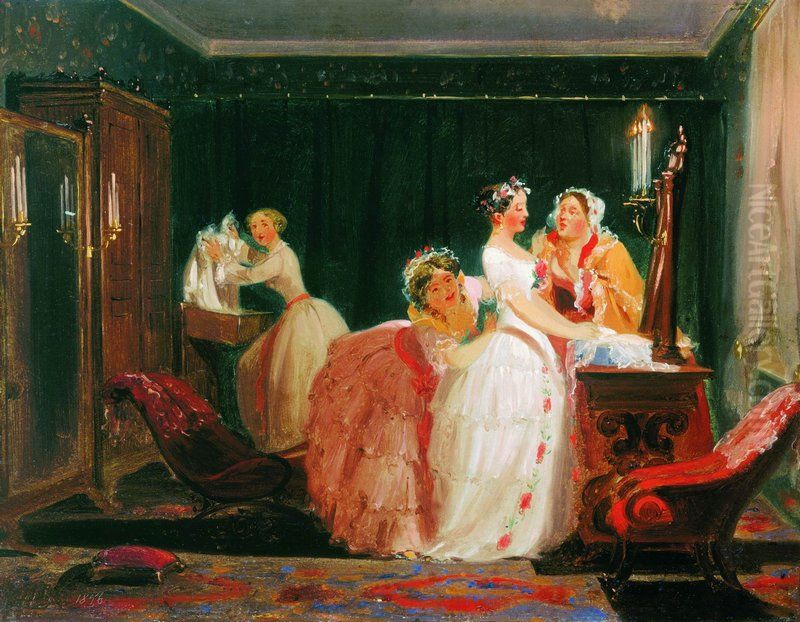 Dressing the Bride Oil Painting by Fyodor Bronnikov