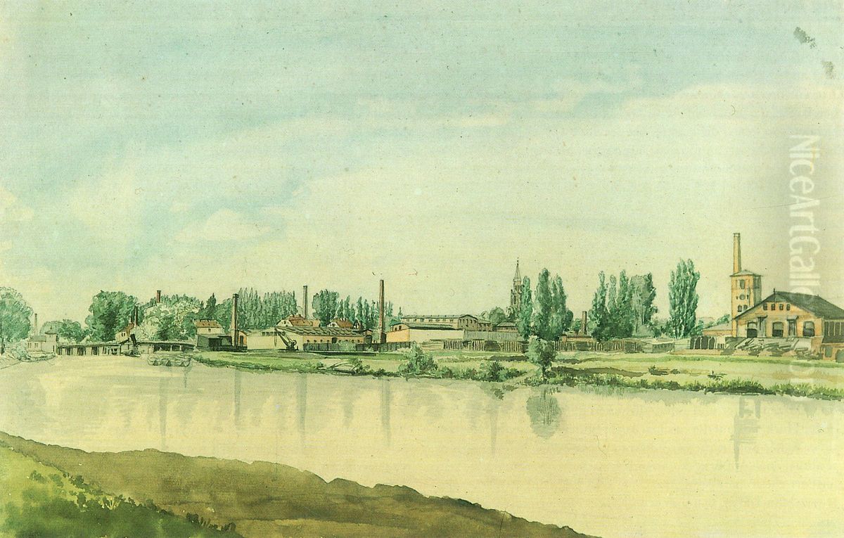 Die Borsigwerke in Moabit Oil Painting by Eduard Gaertner