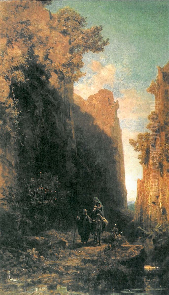 Die Flucht nach Agypten Oil Painting by Carl Spitzweg