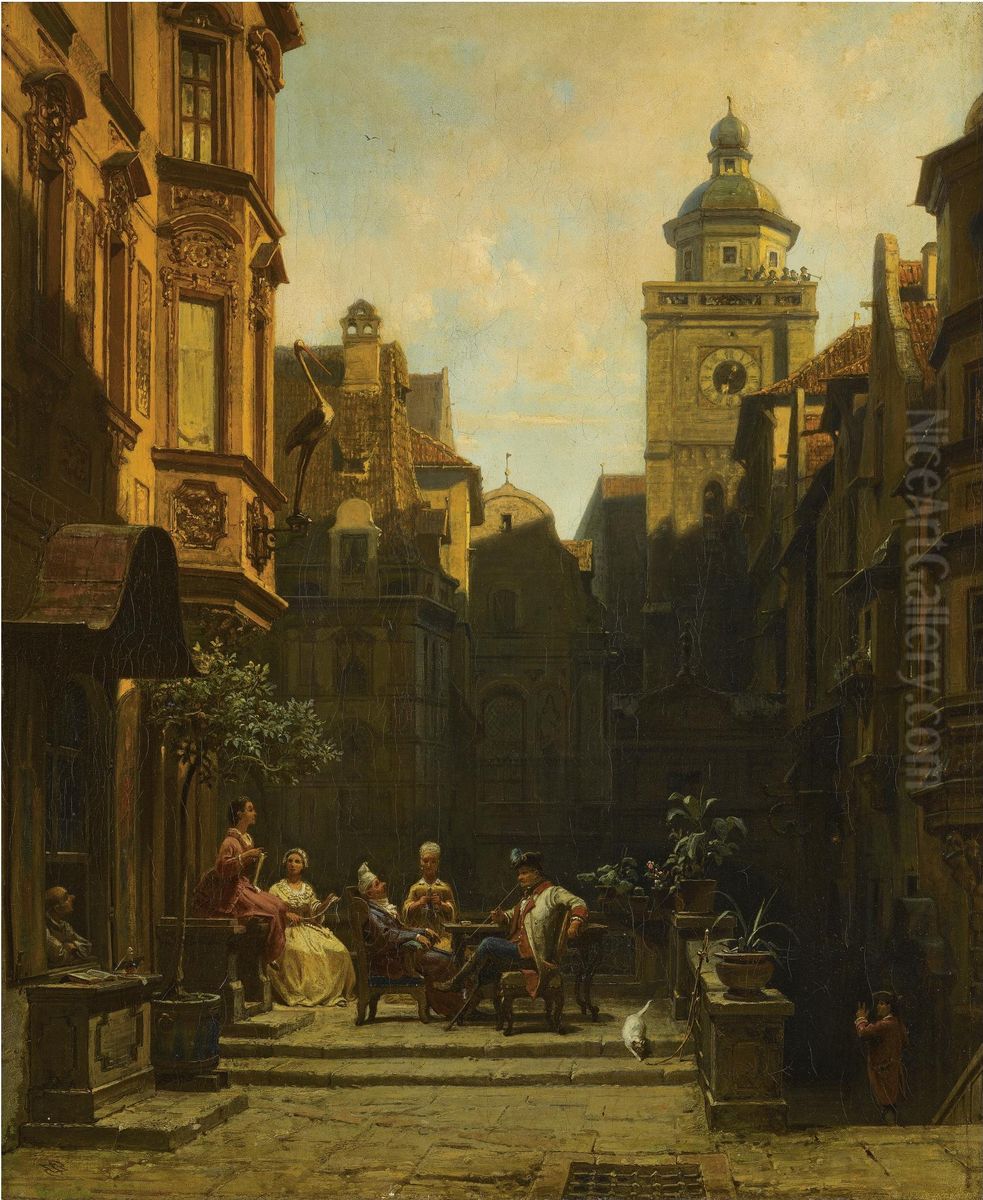 Die Plauderstunde Oil Painting by Carl Spitzweg
