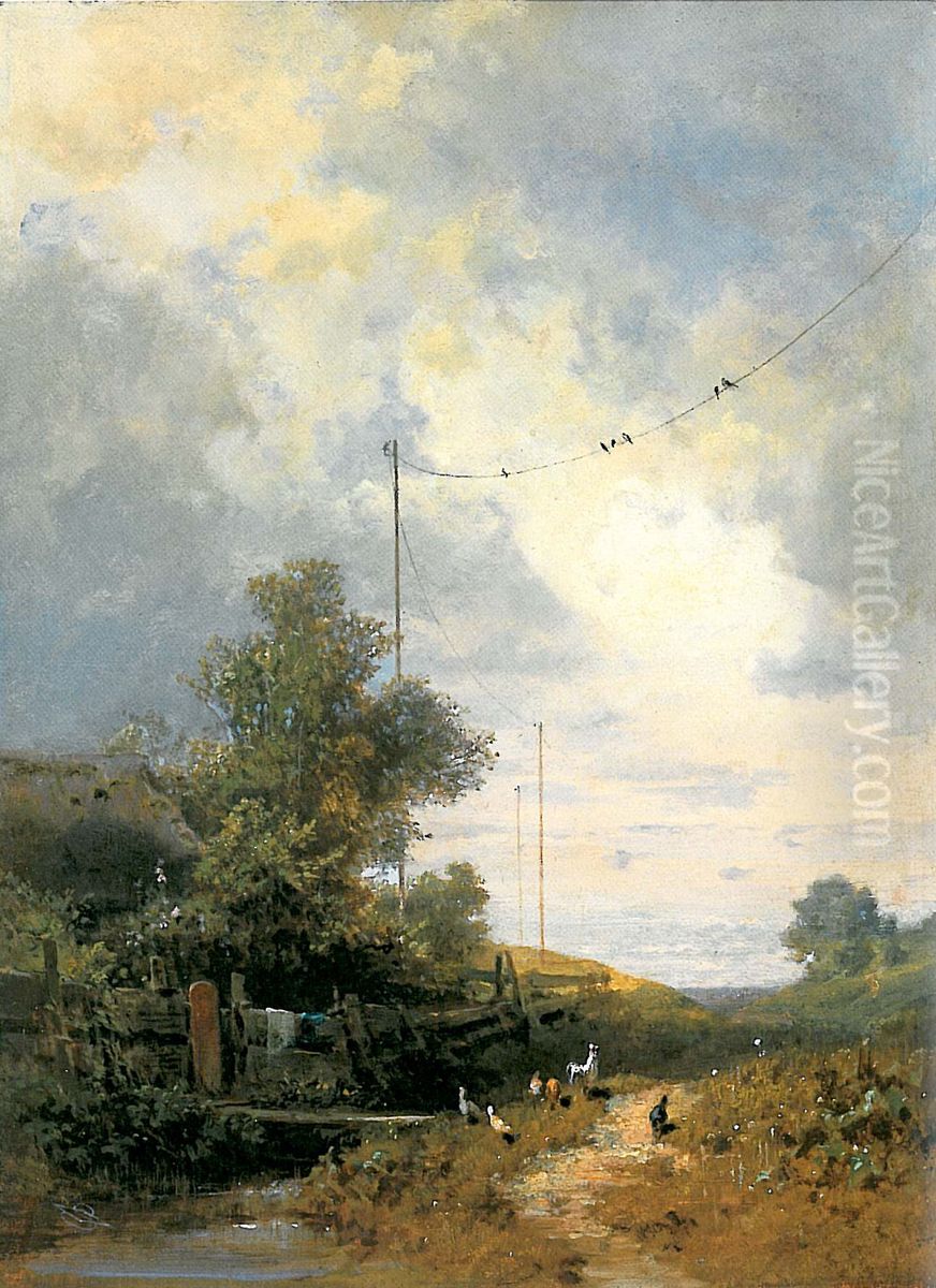 Die Schwalben (Telegraph) Oil Painting by Carl Spitzweg