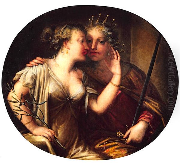 Allegory of peace and justice Oil Painting by Pietro Liberi