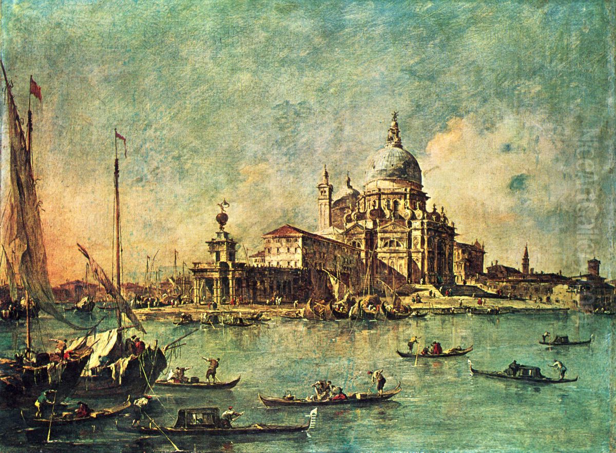 Blick auf Punta della Dogana und Santa Maria della Salute Oil Painting by Francesco Guardi
