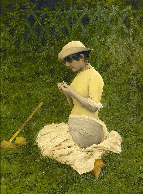 Il m'aime un peu, beaucoup Oil Painting by Jan van Beers