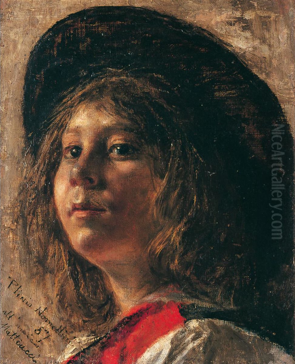 Head of a Ciociaro boy Oil Painting by Plinio Nomellini