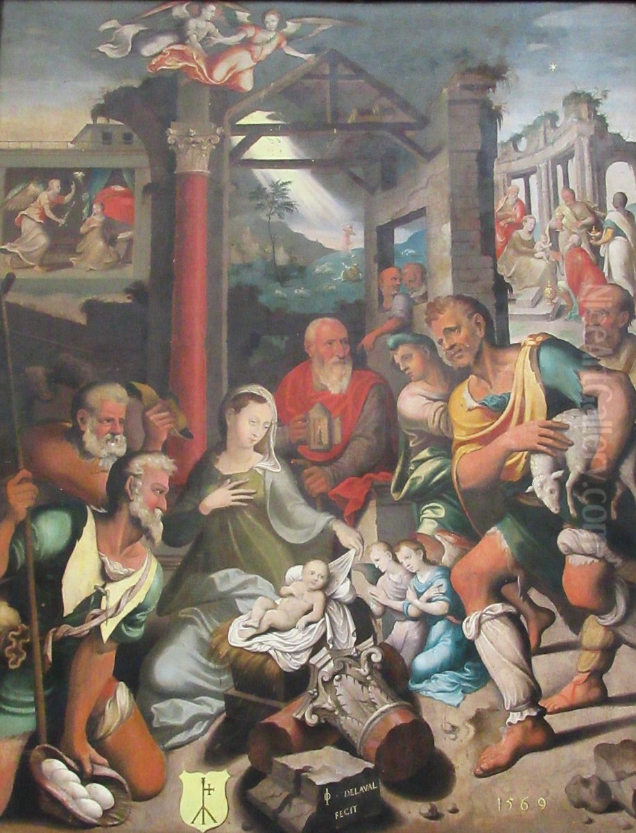 The adoration of the shepherds Oil Painting by Jost de Laval