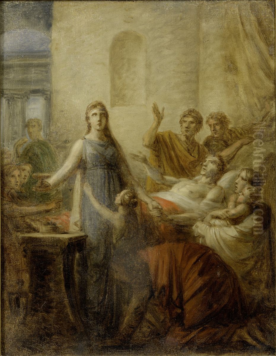 Alcestis sacrifices herself for Admetus Oil Painting by Heinrich Fuger