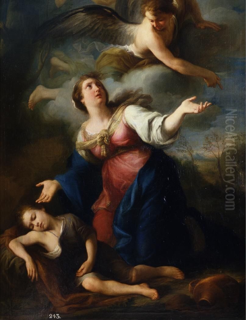 Hagar and Ismael in the desert Oil Painting by Mariano Salvador Maella