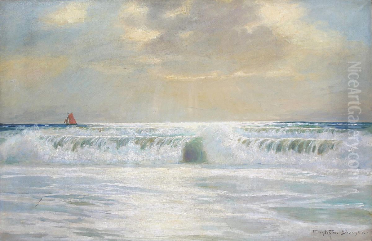 Breakers at Skagen. Oil Painting by Poul Friis Nybo
