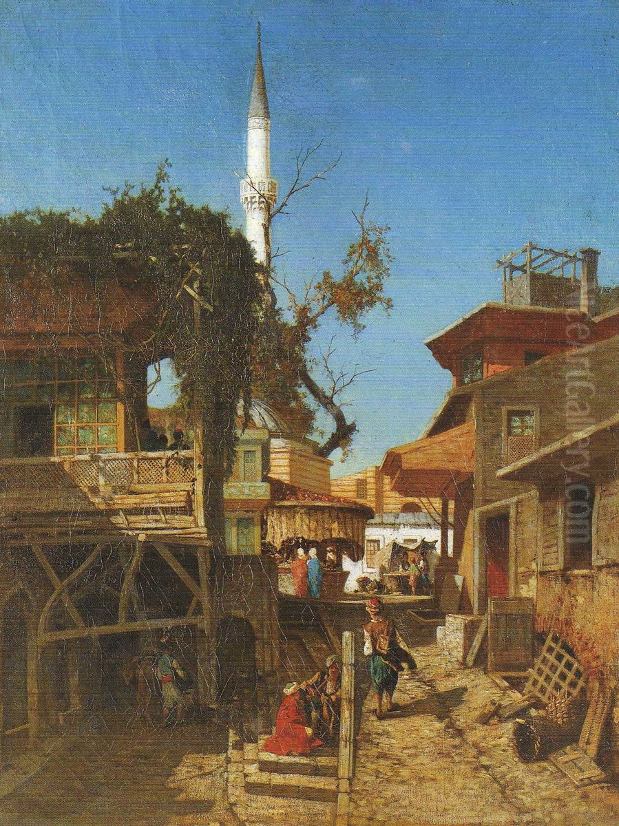 Carrefour de Sainte-Sophie a Constantinople. Oil Painting by Fabius Brest