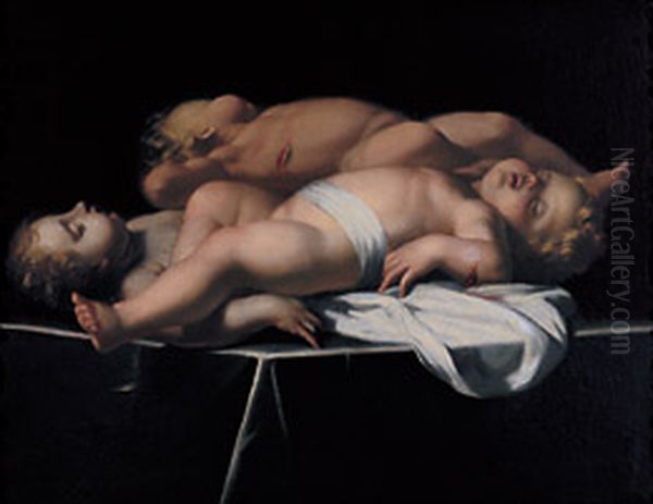 Tre puttini feriti Oil Painting by Francesco Gessi