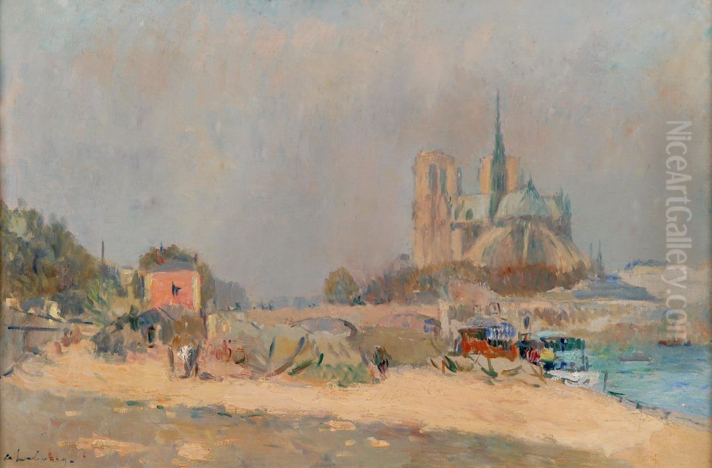 Notre-Dame de Paris, vue du quai de la Tournelle Oil Painting by Albert Lebourg