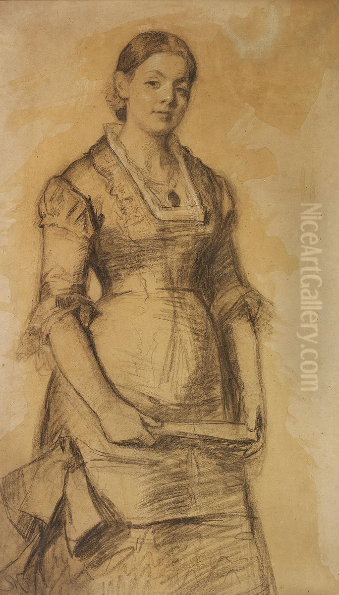 Portraet af Pauline Drucker. Studie. Oil Painting by Peder Severin Kroyer