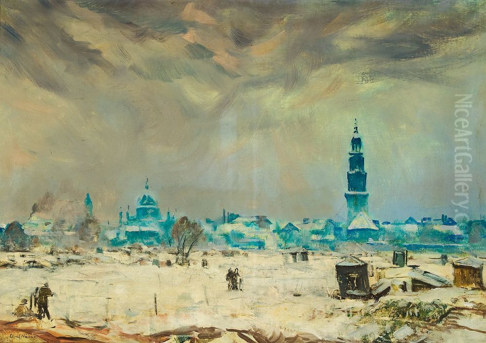 Blick auf das winterliche Potsdam Oil Painting by Ulrich Hubner
