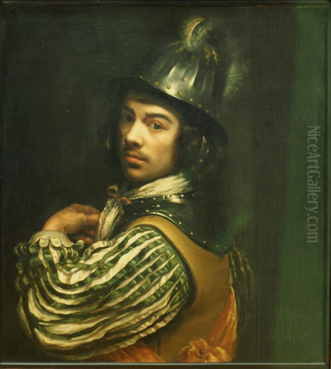 Self-portrait with helmet Oil Painting by Wallerant Vaillant
