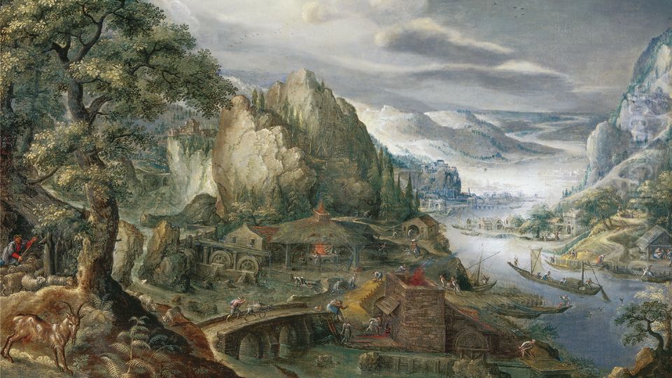 A River Valley with Iron Smelter Oil Painting by Marten van Valckenborch