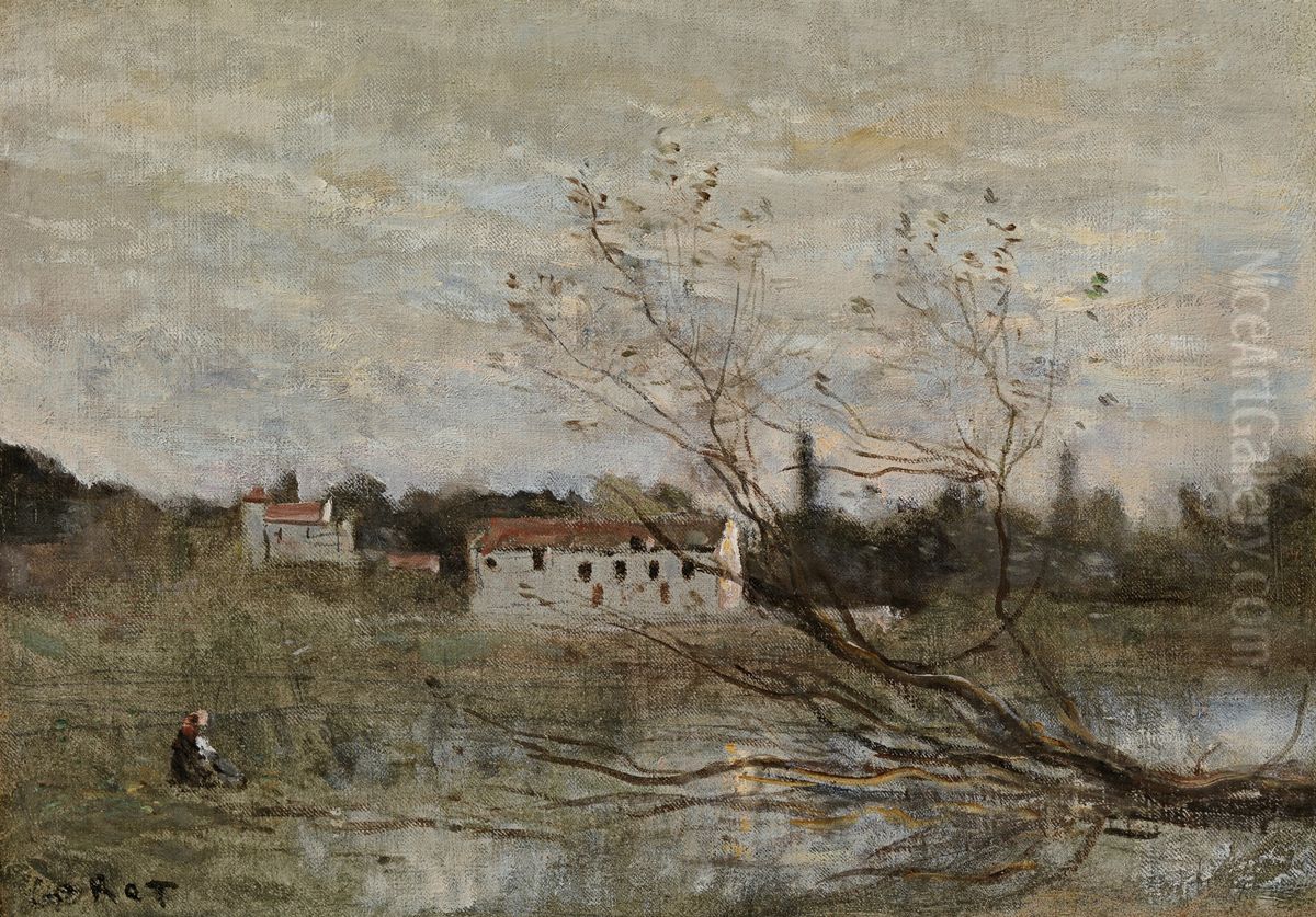 Ville d'Avray, un coin d'etang Oil Painting by Jean-Baptiste Camille Corot