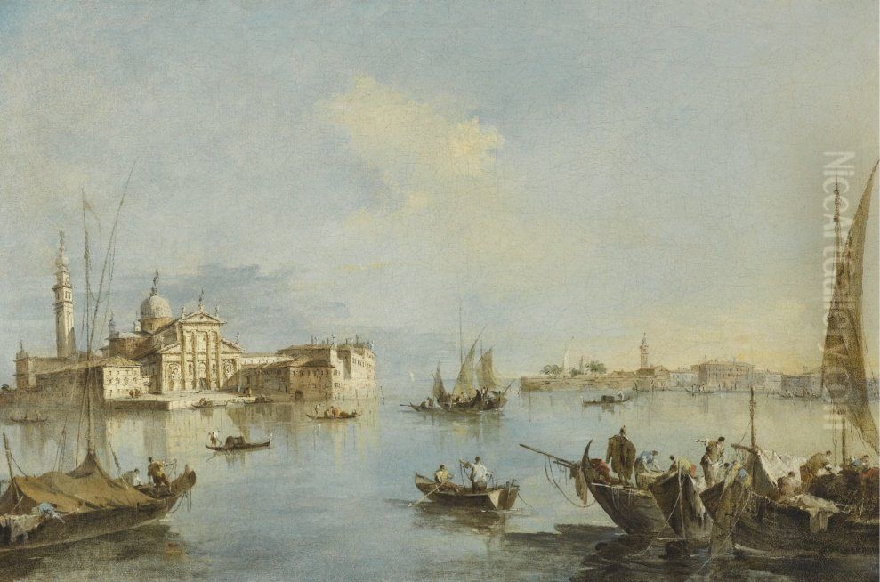 Venice, A View of the Church of San Giorgio Maggiore with the End of the Giudecca Oil Painting by Francesco Guardi