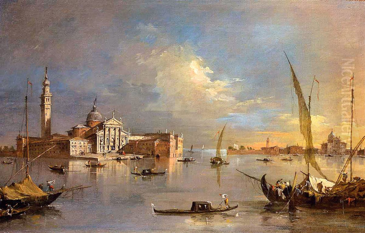 The Bacino, with San Giorgio Maggiore, the Giudecca and the Church of the Zitelle Oil Painting by Francesco Guardi