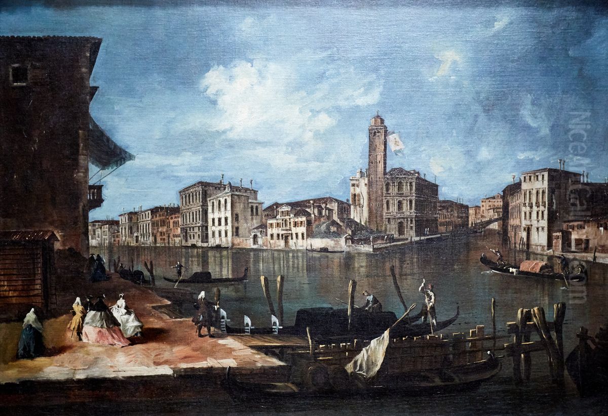Venice, the Grand Canal with San Geremia, Palazzo Labia, and the Entrance to the Cannaregio Oil Painting by Francesco Guardi