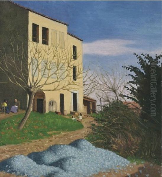 Maison au soleil, cailloux bleus Oil Painting by Felix Vallotton