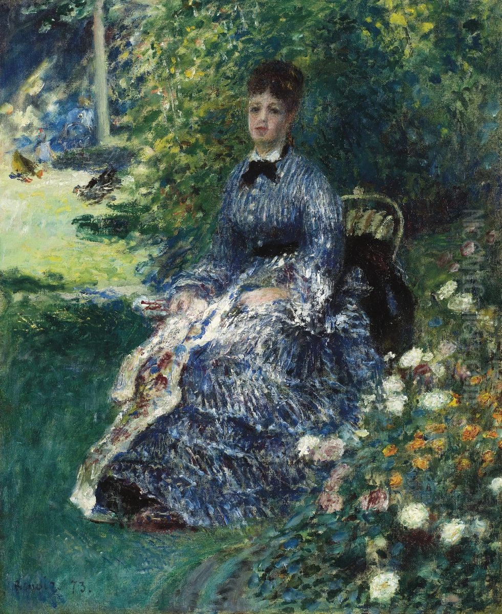 La tapisserie dans le parc, Camille Monet Oil Painting by Pierre Auguste Renoir