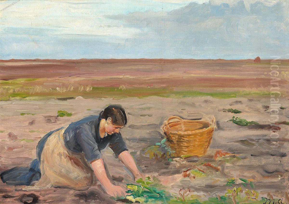 Working in the fields. Oil Painting by Michael Peter Ancher