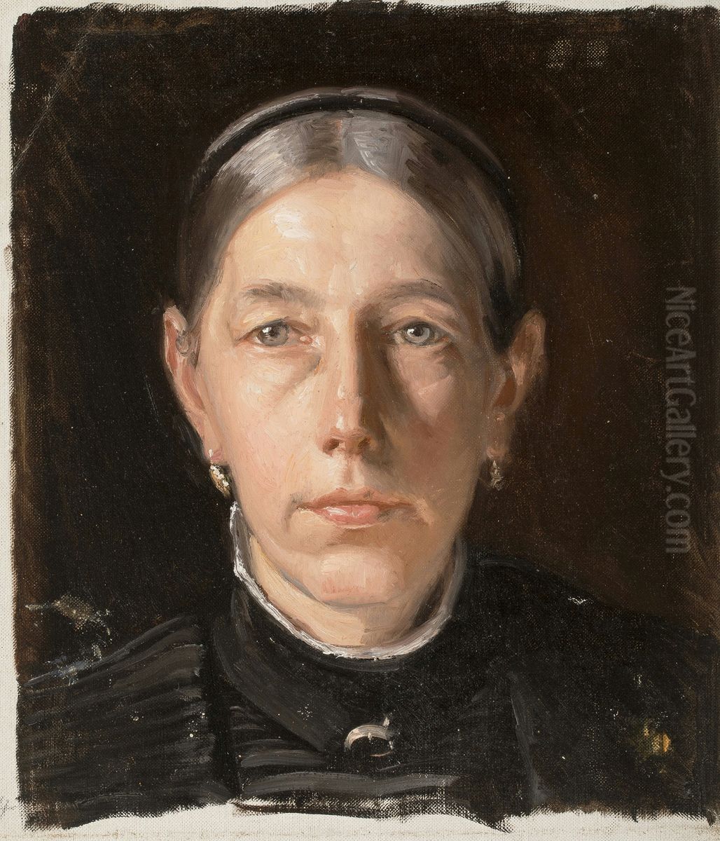 Hulda Brondum. Studie. Oil Painting by Michael Peter Ancher