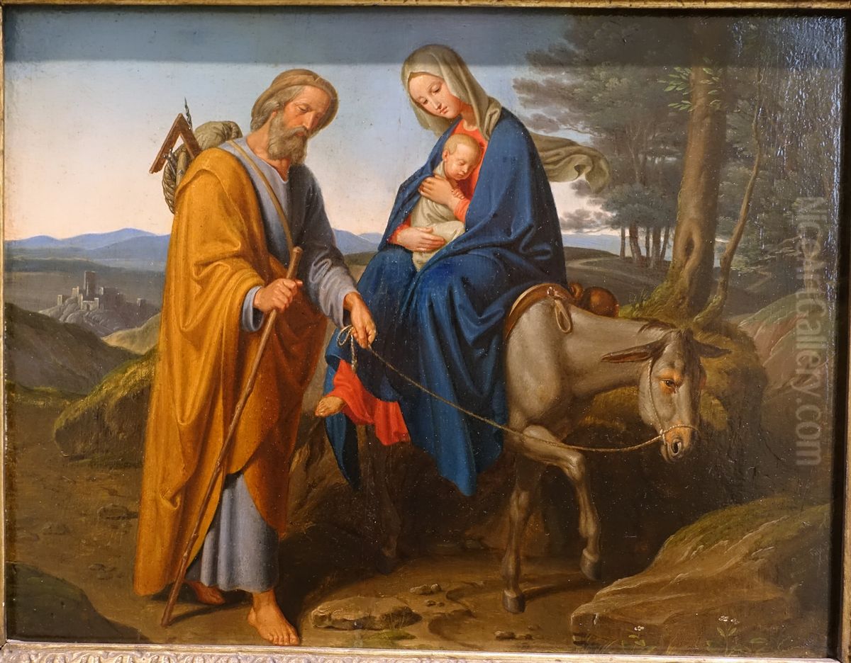 Flight into Egypt Oil Painting by Joseph von Fuhrich
