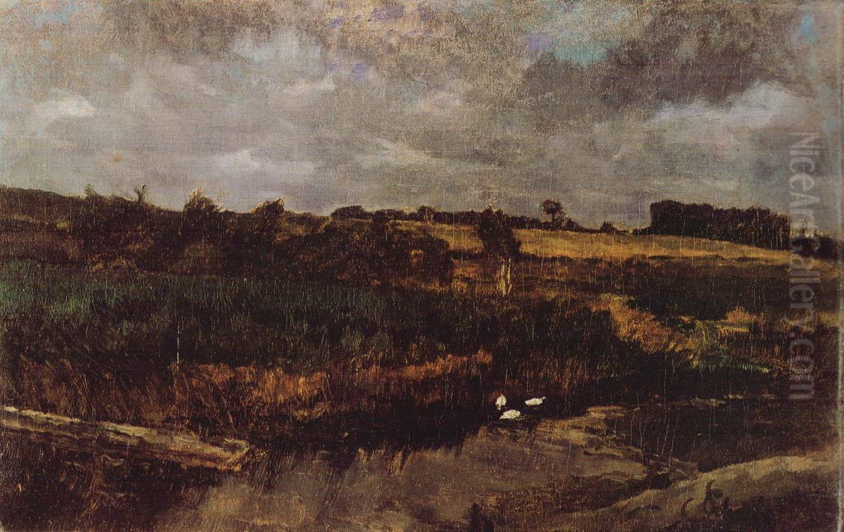 Thunderstorm mood at Ferch Oil Painting by Carl Schuch