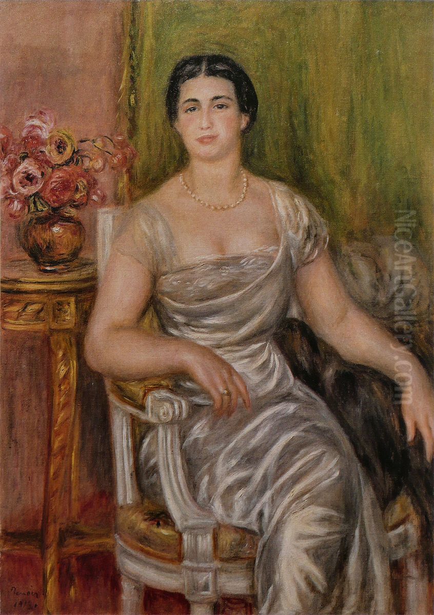 Portrait de la poetesse Alice Vallieres-Merzbach Oil Painting by Pierre Auguste Renoir