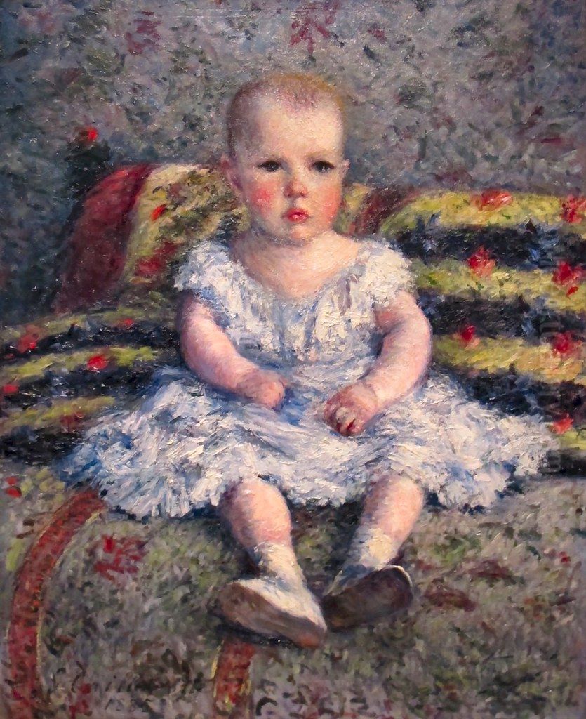 Portrait de Maurice Hugot, enfant (L'enfant au canape) Oil Painting by unknown
