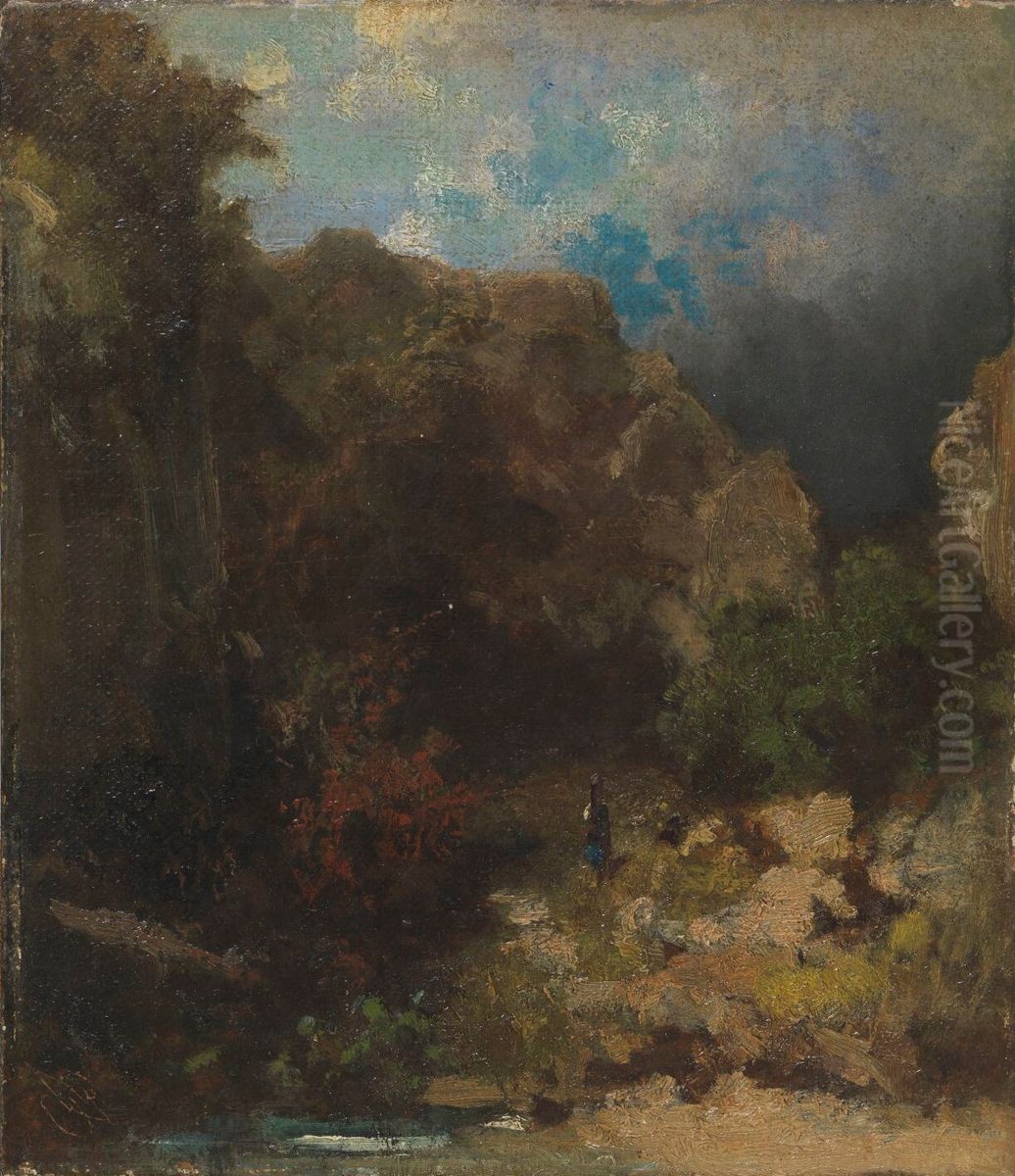 Dairywoman in the mountain forest Oil Painting by Carl Spitzweg