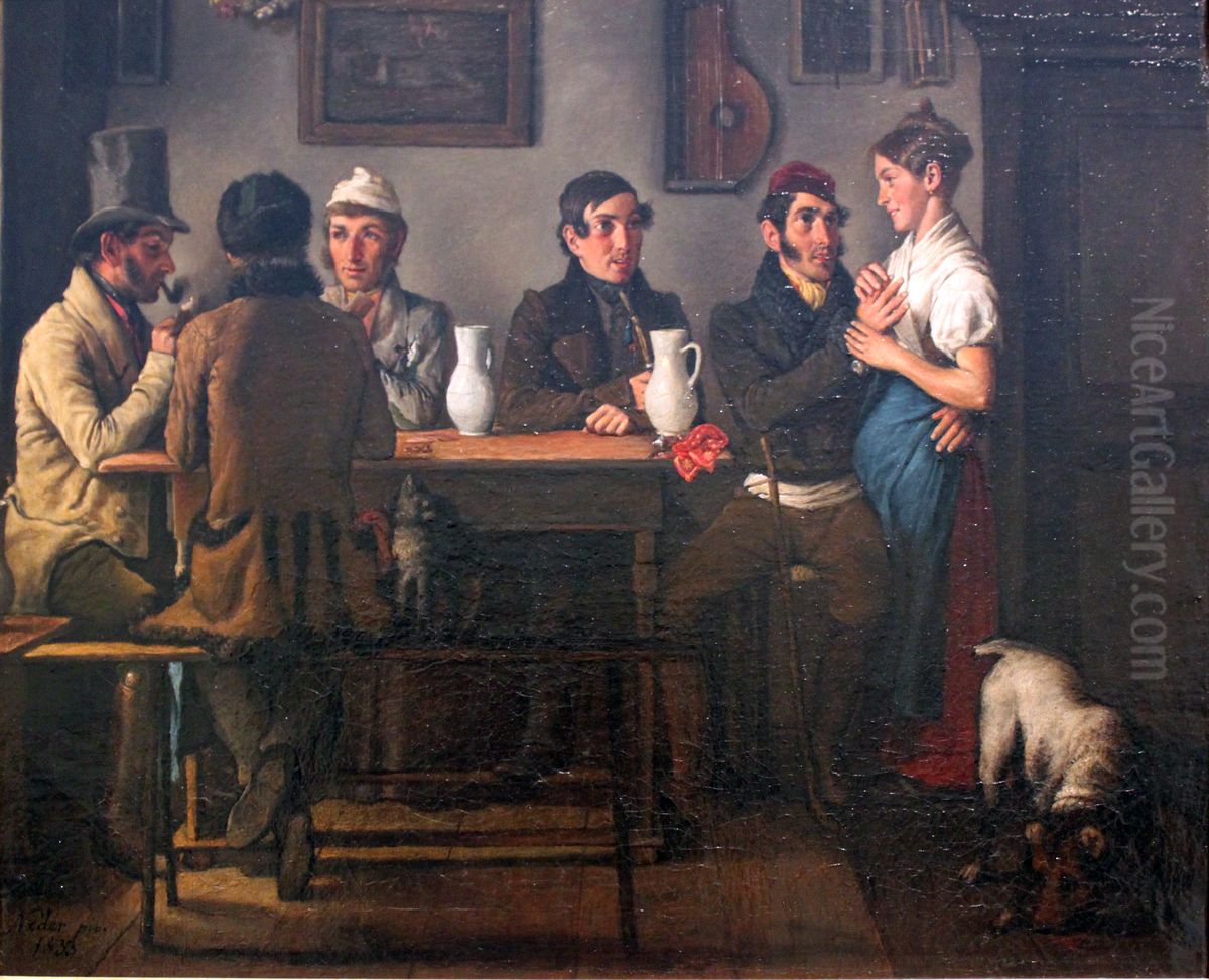 In the Inn Oil Painting by Johann Michael Neder