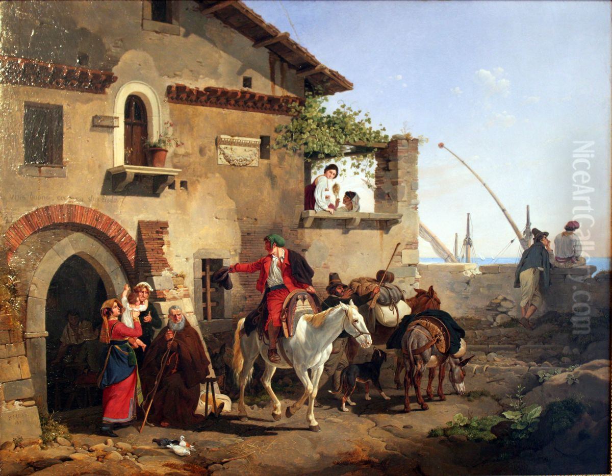 Abschied von der Osteria Oil Painting by Peter von Hess