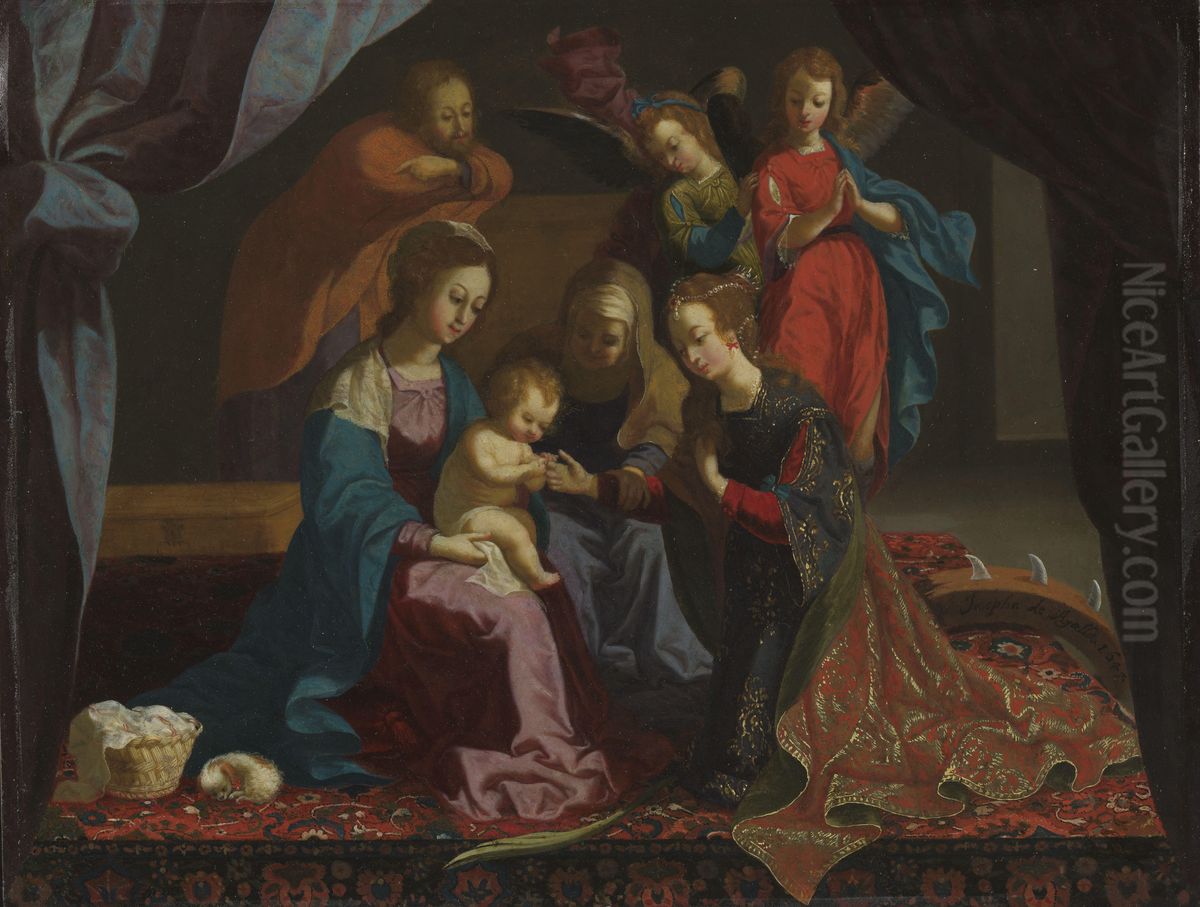 The Mystic Marriage of Saint Catharine Oil Painting by Josefa de Obidos