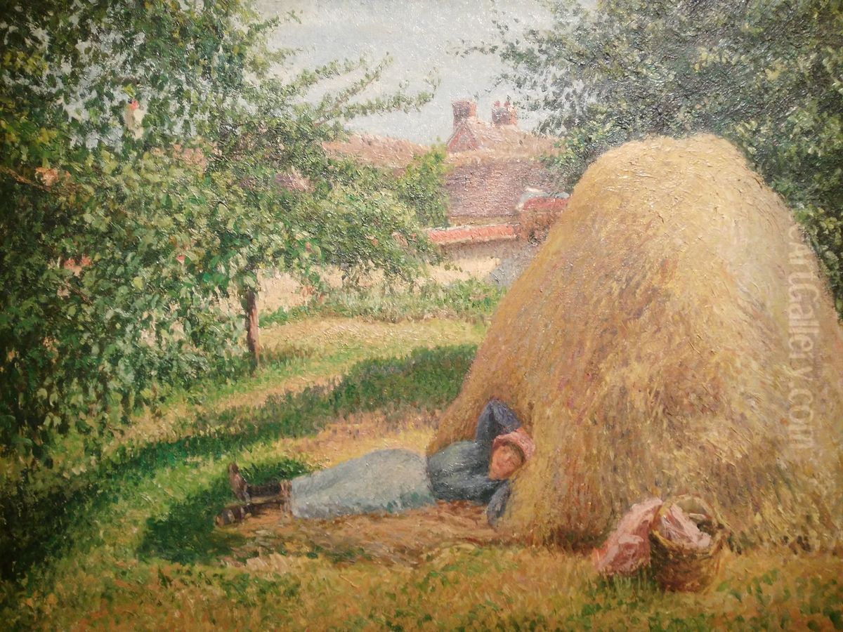 La Sieste, Eragny Oil Painting by Camille Pissarro