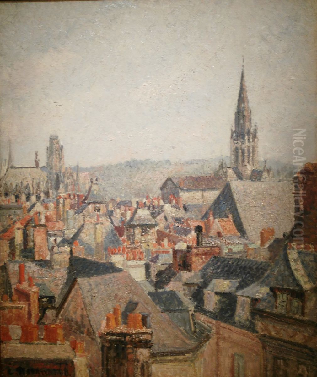 Dacher der Altstadt von Rouen in der Sonne Oil Painting by Camille Pissarro